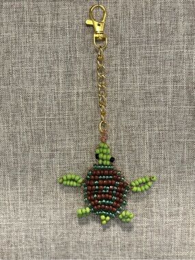 Beaded Green Turtle Keychain/Bag Charm